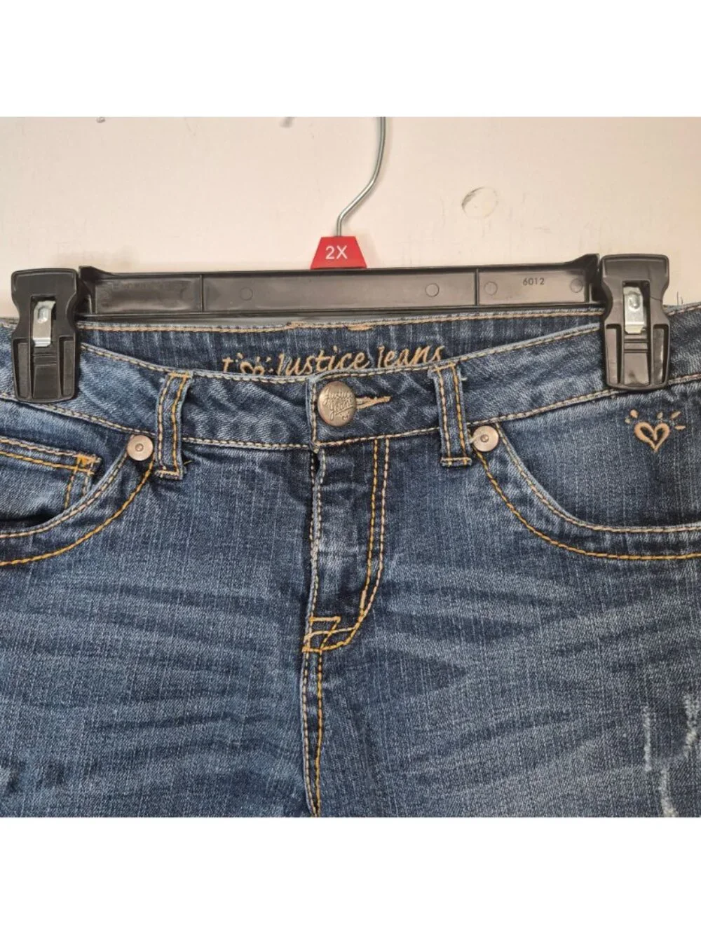 Girls Justice Jeans Denim Shorts Distressed Blue Size 16R Simply Low Stretch - Picture 3 of 7